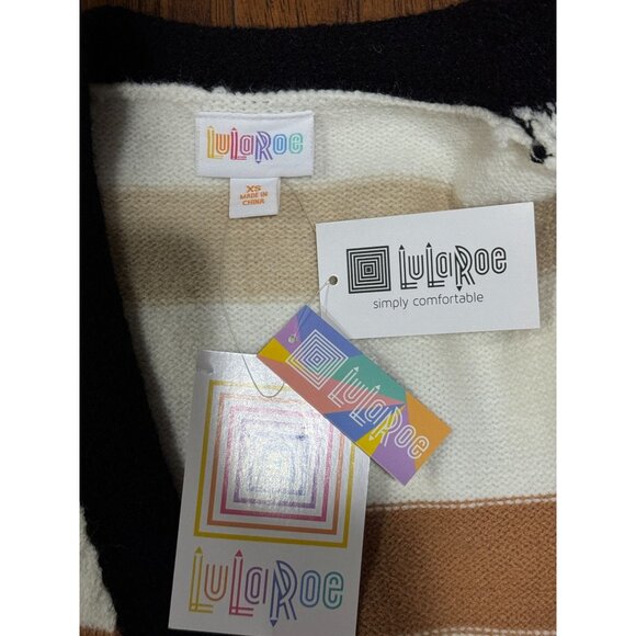 NEW LuLaRoe Womens XS Longline Open Front Cardigan Sweater Striped Knit Pockets - Picture 6 of 9